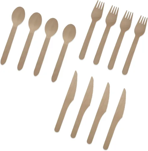 Vista 7 de Cubiertos de madera de abedul compostable – Paquete de 500 tenedores de madera biodegradables desechables – Tenedores, cucharas y cuchillos 100%