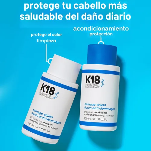 Vista 3 de K18 Damage Shield - Juego de cuidado de lavado Champú protector de tamaño completo seguro para el color + acondicionador que reduce