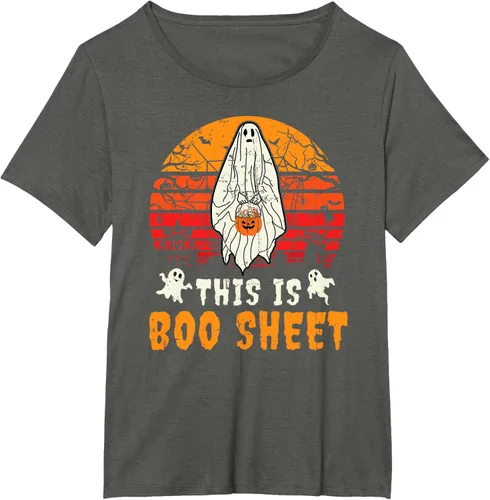 Vista 16 de Funny This Is Boo Sheet Spooky Ghost Halloween - Camiseta de disfraz de juego de palabras, Negro, S