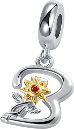 Vista 3 de Abalorios con inicial de letra A-Z, girasol, cumpleaños, alfabeto, abalorios, para pulseras, collares