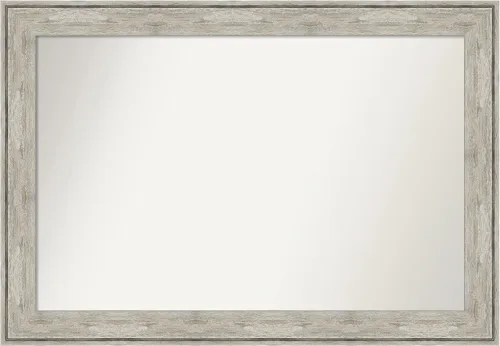 Vista 32 de Amanti Art Espejo de baño plateado para sobre el fregadero, 28 x 37 pulgadas, elegante espejo rectangular de peltre cepillado, marco de madera
