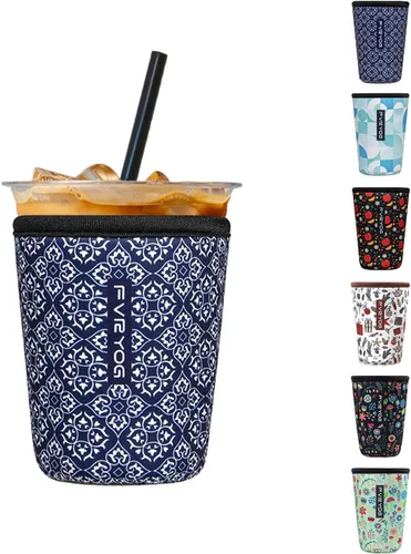 Vista 53 de Fundas de neopreno reutilizables aisladas para café helado, fundas para tazas de café helado, fundas para bebidas heladas y calientes