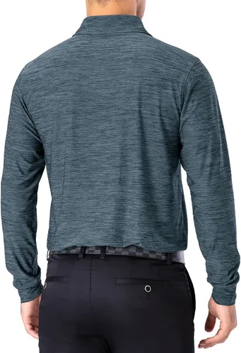 Vista 48 de NAVISKIN Camisas polo para hombre, de secado rápido, UPF 50, manga larga y corta, que absorben la humedad