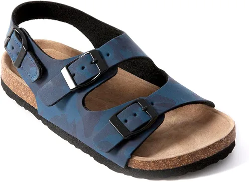 Vista 4 de Seranoma JR Madagascar Sandalias deslizantes para niños, cómodas sandalias con plantilla de corcho y hebillas ajustables, plataforma antideslizante
