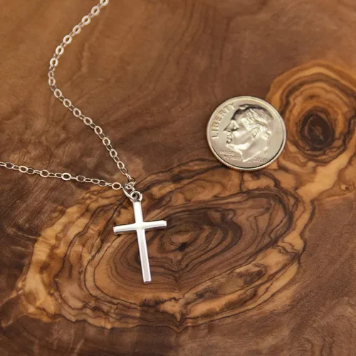 Vista 6 de EFYTAL Collar de cruz pequeña para mujeres y niñas, regalos cristianos para Pascua, primera comunión, confirmación, bautismo, plata de ley, joyería