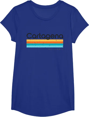 Vista 28 de Camiseta vintage de Cartagena Colombia con diseño retro, Blanco, S