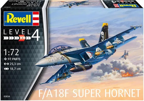 Vista 2 de Revell 03834 F/A-18F Super Hornet 1:72 Escala sin construir/sin pintar Kit de modelo de plástico