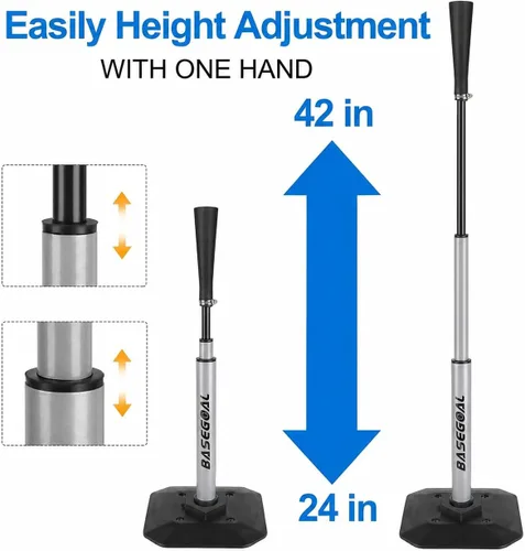 Vista 3 de BaseGoal Baseball Batting Tee with Heavy Duty Base,Adjustable Height