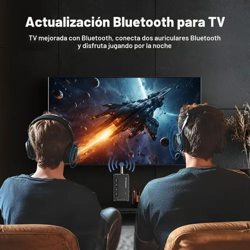 Vista 4 de Receptor transmisor Bluetooth aptX adaptativo/baja latencia/HD Bluetooth adaptador 5.2 compatible con 2 teléfonos AirPods, receptor de audio