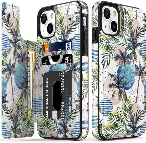 Vista 66 de LETO para iPhone 15 Pro Funda tipo cartera - Tapa tipo folio con patada - Diseños de moda - Tarjetero - Funda protectora para mujeres y niñas - 6.1