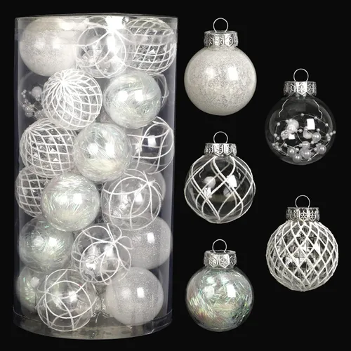 Vista 13 de Adornos de bola de Navidad de plástico transparente, 30 bolas de champán de 2.36 pulgadas para decoración de árboles, inastillables para regalos