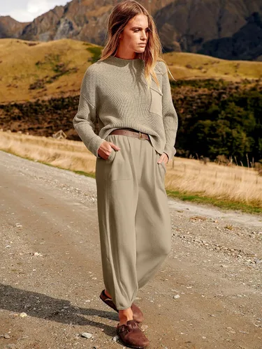 Vista 2 de ANRABESS Conjunto de dos piezas para mujer, de manga larga, tejido de punto, suéter de otoño, pantalones de gran tamaño, conjunto de chándal