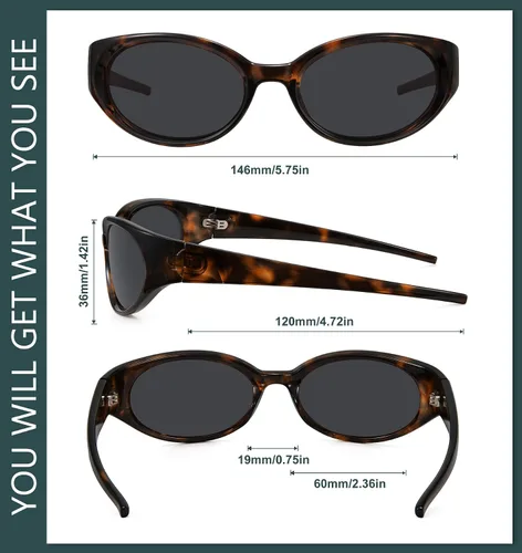 Vista 5 de WOWSUN Lentes de sol retro Y2K envolventes para mujer, de moda, polarizados, deportivos, con protección UV