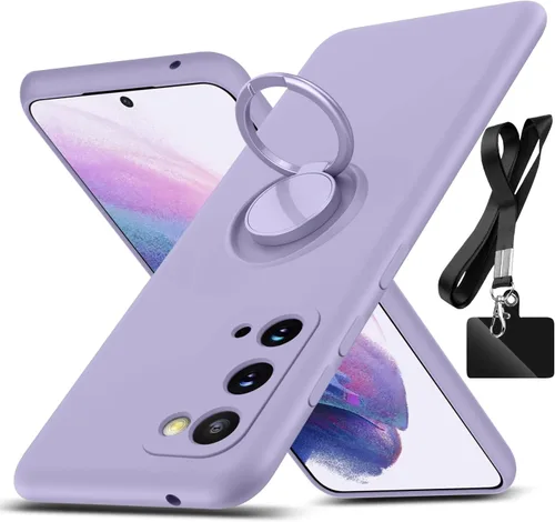Vista 8 de Funda para Samsung Galaxy S20, con soporte de anillo giratorio de 360° y cordón de correa de silicona líquida delgada antiarañazos funda protectora