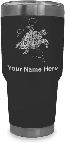 Vista 29 de LaserGram Vaso aislado al vacío de 20 onzas, tortuga marina hawaiana, grabado personalizado incluido (morado claro)