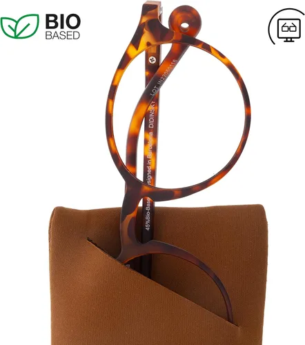 Vista 4 de DIDINSKY Gafas de lectura para presbicia para hombre y mujer, anti luz azul, táctiles de goma, patillas flexibles y lentes antirreflectantes. Havana