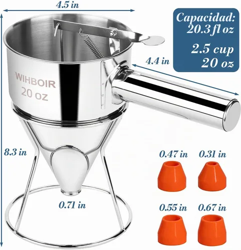 Vista 2 de Dispensador de masa de panqueques de acero inoxidable de 20 oz Acero inoxidable - 20 oz
