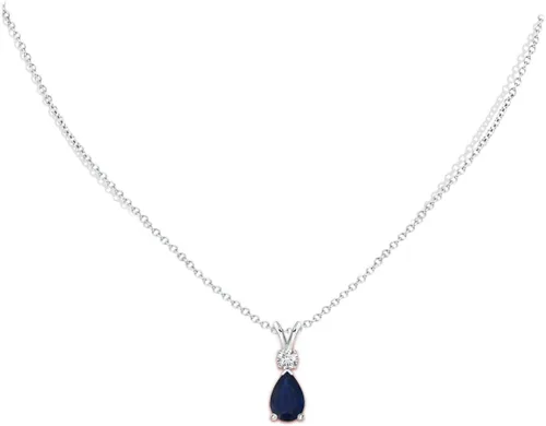 Vista 97 de Angara Colgante de lágrima de zafiro azul natural con diamante en plata/oro macizo de 14 quilates/platino Cumpleaños, compromiso, aniversario