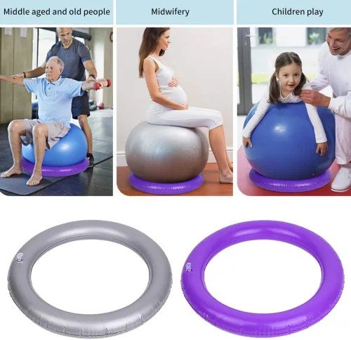 Vista 4 de Base de pelota de yoga, anillo fijo redondo de PVC antideslizante estable, pelota de fitness para gimnasio en casa, oficina, mejora el dolor