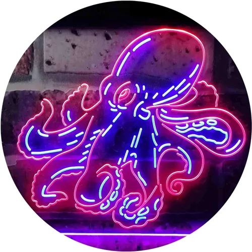 Vista 11 de ADVPRO Octopus Ocean Display Room Dual Color LED Neon Sign Azul y Rojo 12 x 8 pulgadas st6s32-i3734-br
