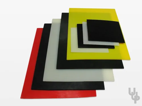 Vista 5 de Hoja de poliuretano fundido, 12 x 12 pulgadas, varios colores y tamaños disponibles, grosor de 1/4 pulgadas, durómetro 40A, negro
