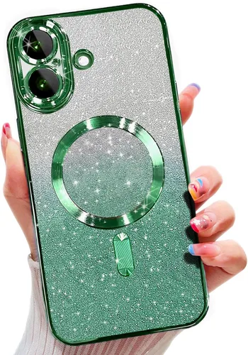 Vista 31 de Misscase Funda magnética compatible con iPhone 14 con purpurina y protector de lente de cámara, protección completa, compatible con MagSafe
