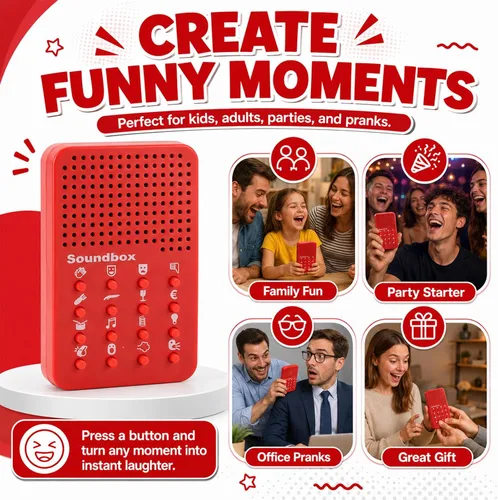 Vista 3 de Fabater Máquina de sonido electrónico portátil, broma novedosa para niños y adultos, divertida máquina de sonido con 16 efectos de sonido, juguete