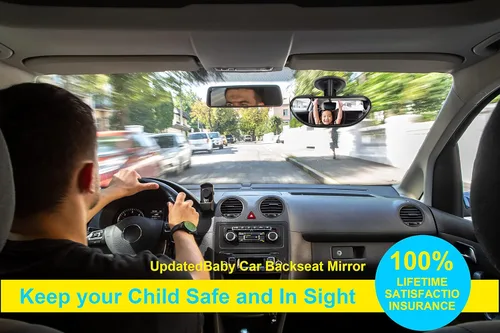 Vista 5 de Espejo retrovisor de bebé para automóvil, parabrisas frontal para bebé, espejo retrovisor para bebé, espejos ajustables de 360 grados para ver niños