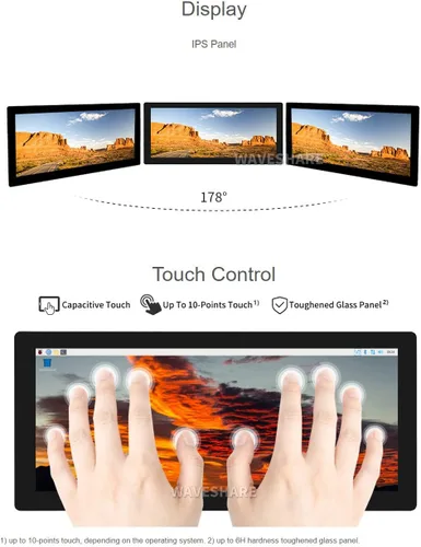 Vista 6 de Waveshare Pantalla táctil capacitiva de 12.3 pulgadas compatible con Raspberry Pi 5/4B/3B+/3B/2B/B+/A+/A+/Zero/Zero W/WH/Zero 2W Series Boards 600