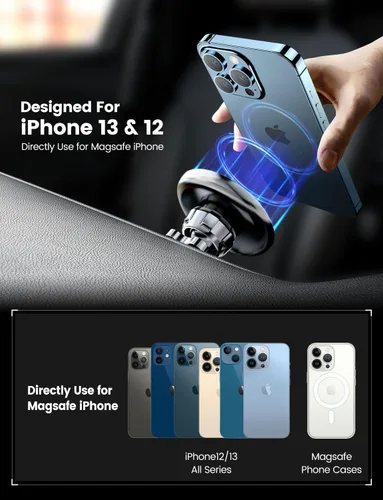 Vista 4 de eSamcore Magsafe - Soporte de coche magnético retráctil para salpicadero y parabrisas con ventosa para iPhone 17 Pro Max 16 15 14 13 12 y funda