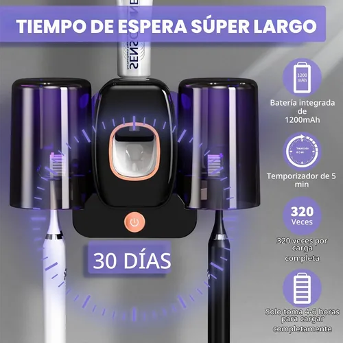 Vista 4 de Soportes para cepillo de dientes para baños, dispensador automático de pasta de dientes y soporte para cepillo de dientes ahorrador de espacio