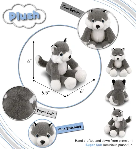Vista 3 de DolliBu Peluche Husky de peluche, suave y abrazable de pierna larga, adorable juguete de peluche para jugar, lindo regalo para niños y adultos, 10.5