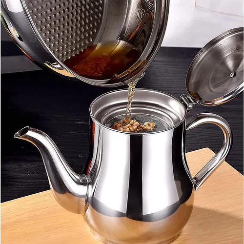 Vista 9 de Olla de acero inoxidable 304 de 53 onzas con cesta y colador, recipiente de grasa de tocino de gran capacidad para cocina, recipiente de filtro
