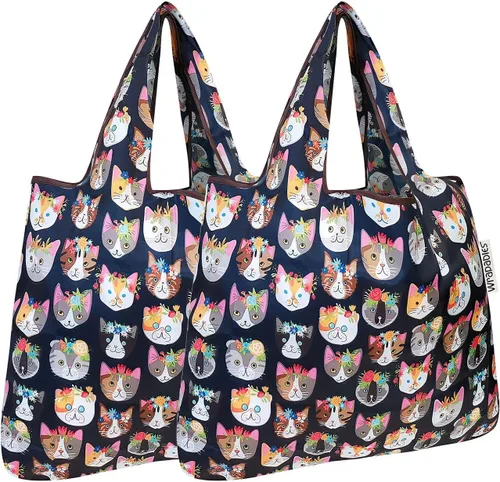 Vista 45 de allydrew Bolsa plegable de nailon para comestibles reutilizable (Set de 2), Ballenas Azules