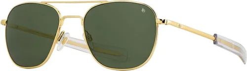 Vista 3 de AO Lentes de sol Pilot originales dorados lentes de nailon AOLite verde Calobar templo de bayoneta 52-20-140