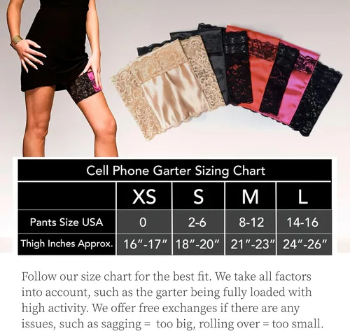 Vista 5 de StashBandz 2 Security Pockets Wedding Phone Garter Lace Thigh Purse with Stay-put Grippers Fits any Size Phone More