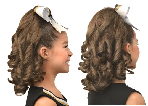 Vista 2 de Girly Curls Rizado Pieza de pelo de animadora de 16" para animación y baile (Ángel)