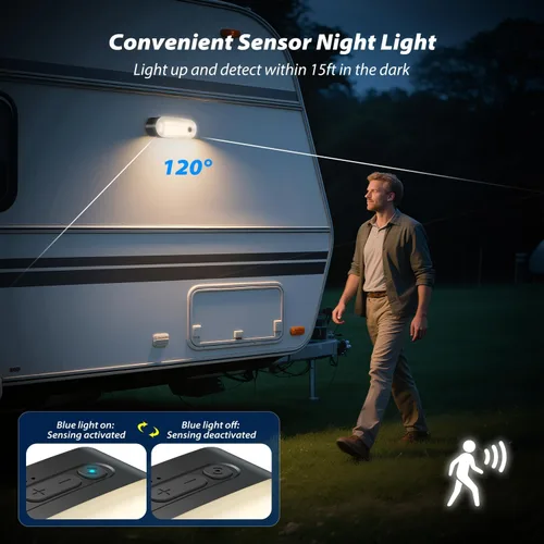 Vista 2 de Clemas Linterna LED Portátil para Acampada, Luces Recargables con Sensor de Movimiento, Luces USB Ligeras Colgantes para Tienda, Luz Magnética