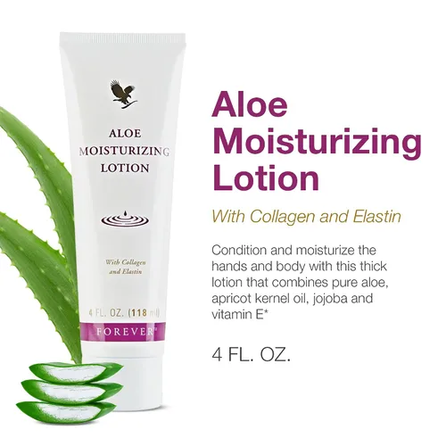 Vista 2 de Forever Living - Loción hidratante de aloe, hidratación profunda con aloe vera, colágeno y elastina, para manos y cuerpo, 4 onzas líquidas