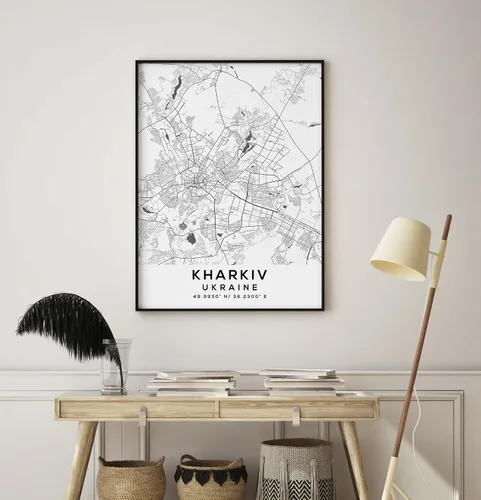 Vista 8 de Mapa de Kharkiv, Ucrania, Light 2 (36x48)
