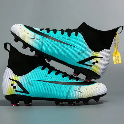 Vista 9 de Zapatos de fútbol para hombre, zapatos de fútbol de caña alta, con cordones, antideslizantes, para deportes al aire libre, atléticos, béisbol