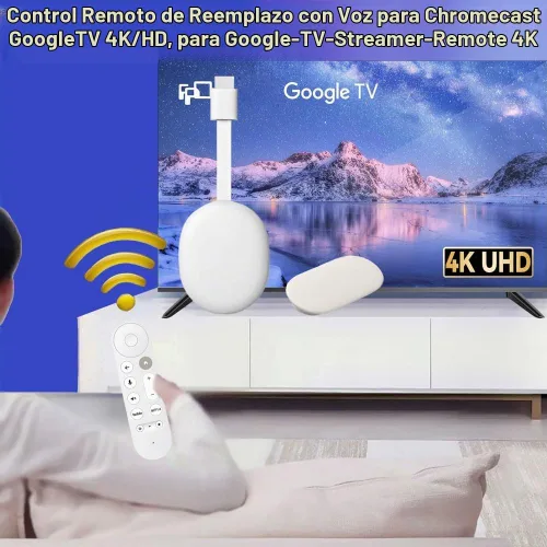 Vista 3 de Mando a distancia de repuesto para Chromecast Google TV 4K/HD TV, para Google TV Streamer 4K Box