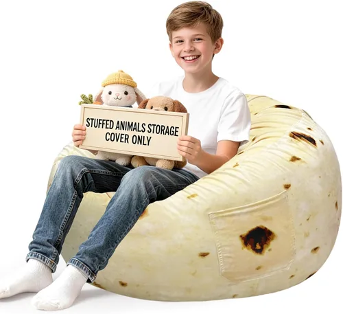 Vista 18 de Lukeight - Puf de almacenamiento de animales de peluche para niños, funda para puf de dinosaurio con cremallera para organizar la habitación