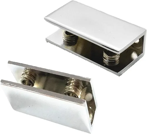 Vista 3 de XMHF Abrazadera de clip ajustable rectangular de acero inoxidable en tono plateado para vidrio de 0.236-0.394 in de grosor, paquete de 8
