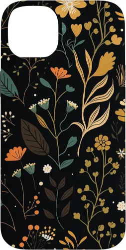 Vista 15 de Floral Aesthetic Simple Boho Modern Botanical Flowers Black Case for iPhone 17