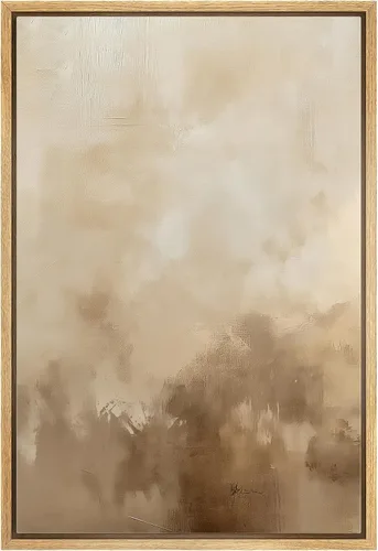 Vista 14 de MUDECOR Impresión en Lienzo Enmarcado Arte de Pared Pincelada Floral Abstracta en Tonos Neutros Cálidos Tonos Terrosos Ilustraciones Minimalismo