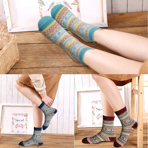 Vista 7 de MORECOO Calcetines de invierno para mujer, caja de regalo, tamaño libre, lana gruesa, suave, cálidos, calcetines casuales para mujer, calcetines