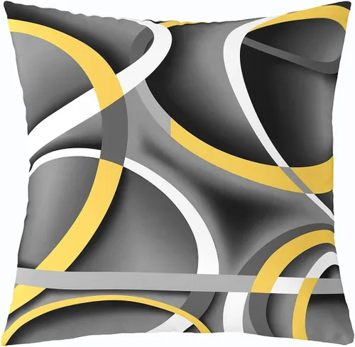 Vista 44 de Funda de almohada moderna con estampado de líneas geométricas de doble cara de 16 x 16 pulgadas, funda de almohada cuadrada suave con remolinos