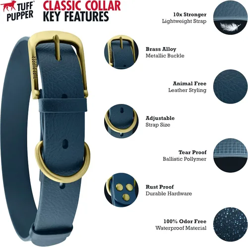 Vista 4 de Tuff Pupper Collar para Perro Clásico Resistente 10 Veces Más Fuerte que el Cuero Collar para Perro 100% Impermeable y Libre de Olores