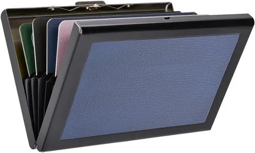 Vista 10 de EASTNIGHTS Rfid - Tarjetero delgado de metal para tarjetas de visita, estuche pequeño para hombres y mujeres, Negro-eyw, Tarjetero delgado